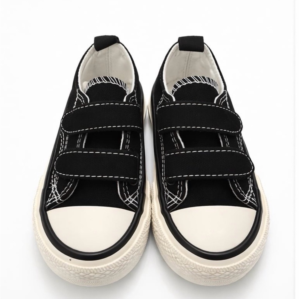 Kids Black and White Velcro Sneakers
